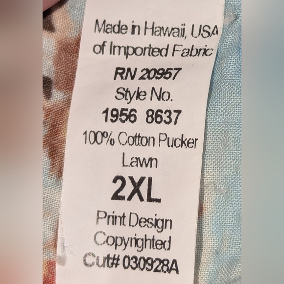 Tori Richard Hawaii Seersucker Camp Shirt Button Up Aloha Tropical Size XXL - Picture 8 of 12